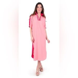 Emily McCarthy Poppy Caftan Dress XXS hot bright bubblegum pink midi maxi dress